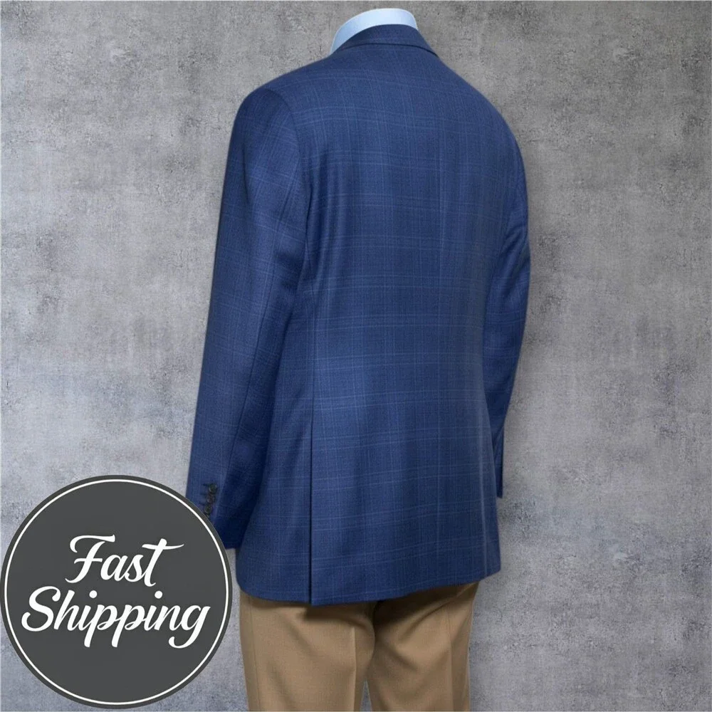 JOS A BANK Men’s Blazer Sport Coat Jacket 36R Tailored Fit Blue Wool Windowpane